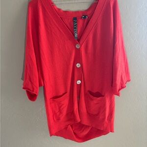 Women's Red Button-Up Sweater